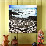 Coral Love Heart Hawaii Black Sand Beach Photo  Canvas Print<br><div class="desc">“Love”, relax, and enjoy the beauty of this pristine Big Island black sand beach as you gaze at this canvas photo print of the Hawaiian coastline. I feel lucky to have spotted this "love" heart made of coral rocks, while walking this beach in the late afternoon. You can easily personalize...</div>