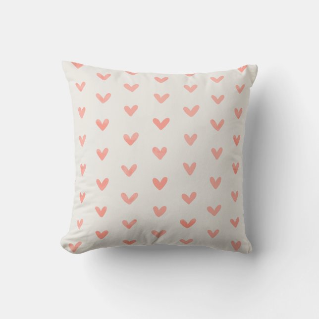 Coral Love Hearts Pattern OffWhite Cushion (Front)