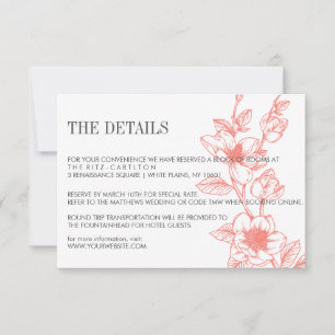 Coral Magnolia Flowers Bloom Wedding RSVP