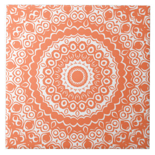 Coral Mandala Geometric Pattern Tile
