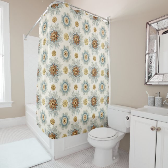 Coral Mandala Pattern  Shower Curtain (In Situ)