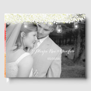 Coral Mason Jar Under the Stars Your Wedding Photo Guest Book