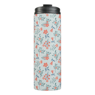 Coral Meadow Floral Pattern Thermal Tumbler