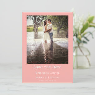 Coral Minimalist Modern Photo  Save The Date