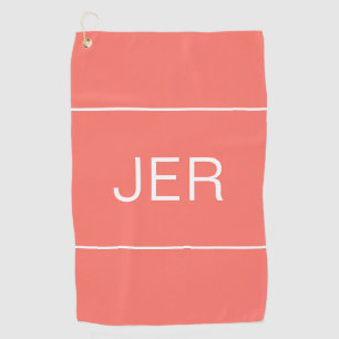 Coral Minimalist Personalised Monogram Initial Golf Towel