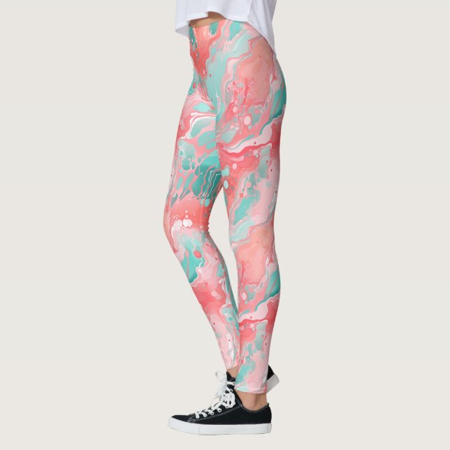 Coral Mint Acrylic Leggings (Left)