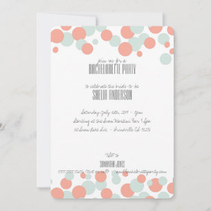 Coral & Mint Bubbles Party Invitations