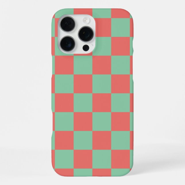 Coral Mint Chequerboard iPhone Case (Back)
