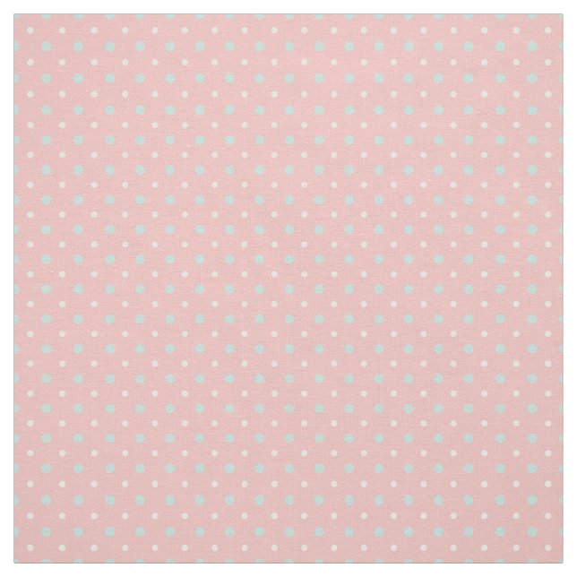 Coral Mint Green  Polka Dot  Pattern Fabric (Swatch)
