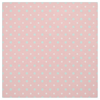 Coral Mint Green Polka Dot Pattern Fabric