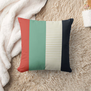 Coral, Mint, Navy & Cream Simple and Sleek Cushion