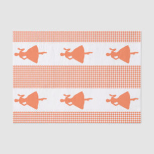 Coral Modern Houndstooth w/ Fashion Silhouette Tissue Paper