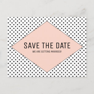 Coral Modern Polka Dots Save the Date Announcement Postcard