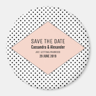 Coral Modern Polka Dots Save the Date Magnet