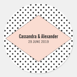 Coral Modern Polka Dots Wedding Classic Round Sticker