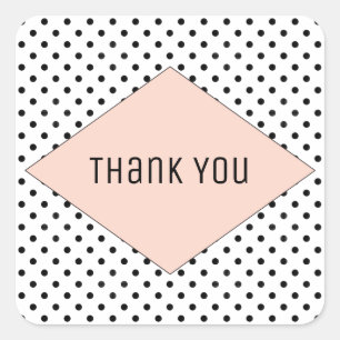 Coral Modern Polka Dots Wedding Thank You Square Sticker