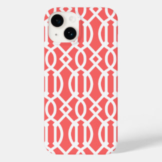 Coral Modern Trellis Pattern Case-Mate iPhone 14 Case
