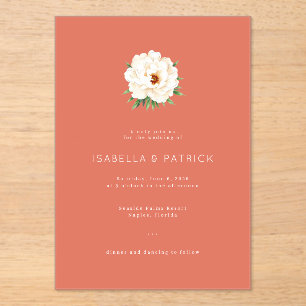 Coral Moderne Wedding Acrylic Invitations