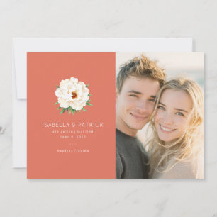 Coral Moderne Wedding Save The Date