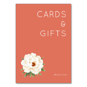 Coral Moderne Wedding Table Number