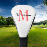 Coral Monogram Initial and Name Personalised Golf Head Cover<br><div class="desc">Custom printed golf head cover personalised with your name and monogram initial or other custom text. Use the design tools to choose any background colour,  edit fonts and colours or upload your own photos to create a unique one of a kind gift for your favourite golfer.</div>