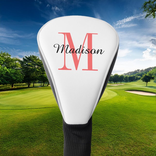 Coral Monogram Initial and Name Personalised Golf Head Cover (Creator Uploaded)