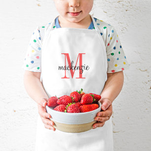 Coral Monogram Initial and Name Personalised Kids Apron