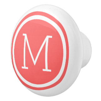 Coral Monogram Personalised Drawer Knob
