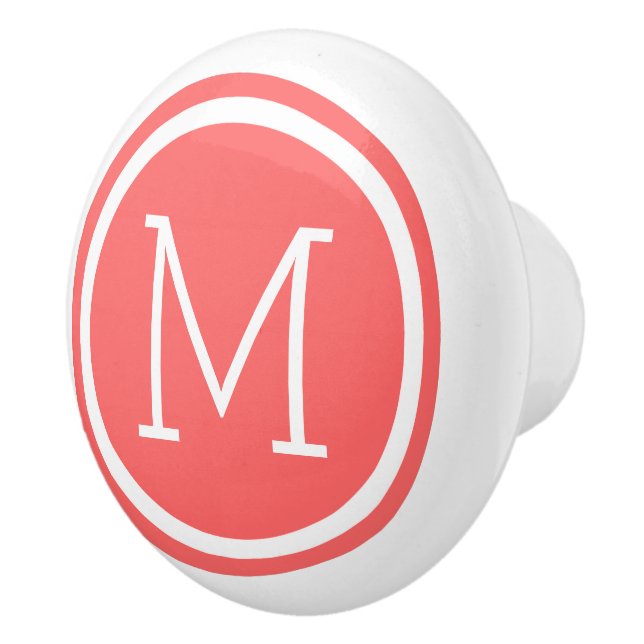 Coral Monogram Personalised Drawer Knob (Right)