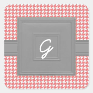 Coral Monogrammed Envelope Seal Stickers