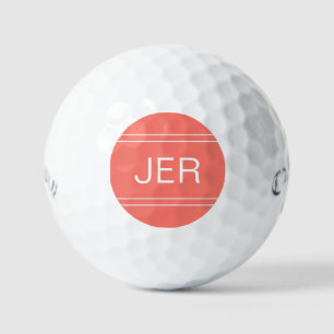Coral Monogrammed Initial Personalised Golfer Golf Balls