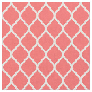 Coral Moroccan Quatrefoil Fabric