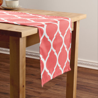 Coral Moroccan Quatrefoil Short Table Runner