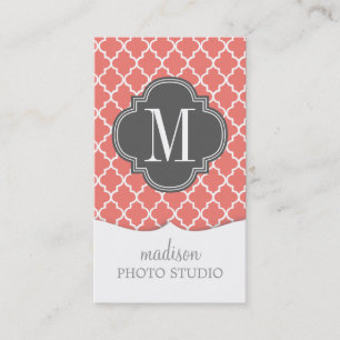 Coral Moroccan Tiles Lattice Personalised Business Card