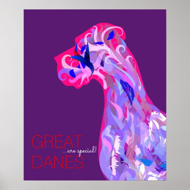 Coral Motivational Great Dane Poster (Front)