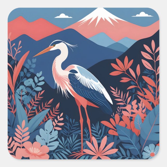 coral mountain heron stickers (Front)