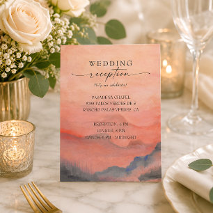 Coral Mountain Sunset Rustic Wedding Reception Enclosure Card