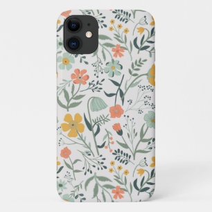 Coral Mustard Blue Botanical Garden Flowers Case-Mate iPhone Case