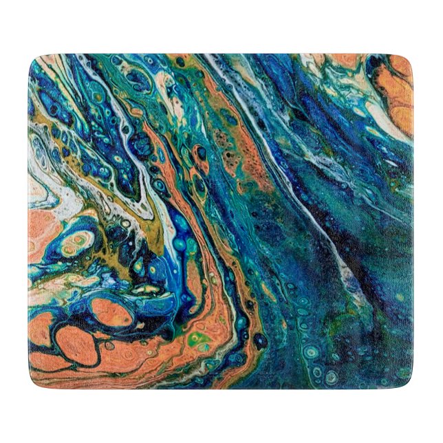 Coral N Blue Southwestern Beach Abstract  Cutting Board (Front)