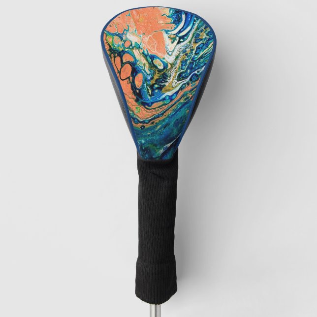 Coral N Blue Southwestern Beach Abstract Golf Head Cover (Front)