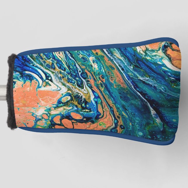 Coral N Blue Southwestern Beach Abstract  Golf Head Cover (Front)