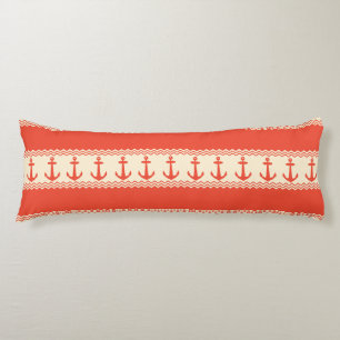 Coral Nautical Anchor Coastal Stripes Body Cushion