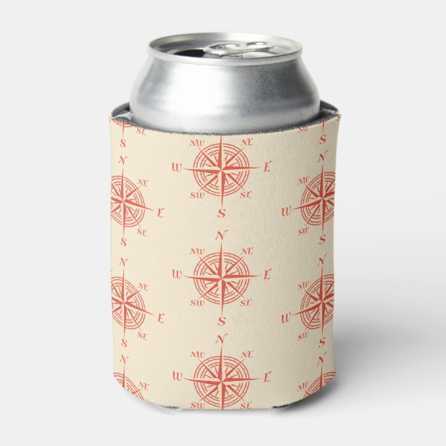 Coral Nautical Sailing Compass Can Cooler (Can Front)