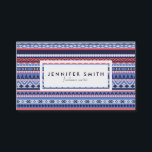 Coral, navy and blue pattern business card<br><div class="desc">A modern design featuring an Aztec geometric pattern in blue,  white,  coral and navy.</div>