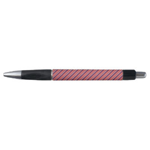 Coral, navy blue and white five stripes pattern