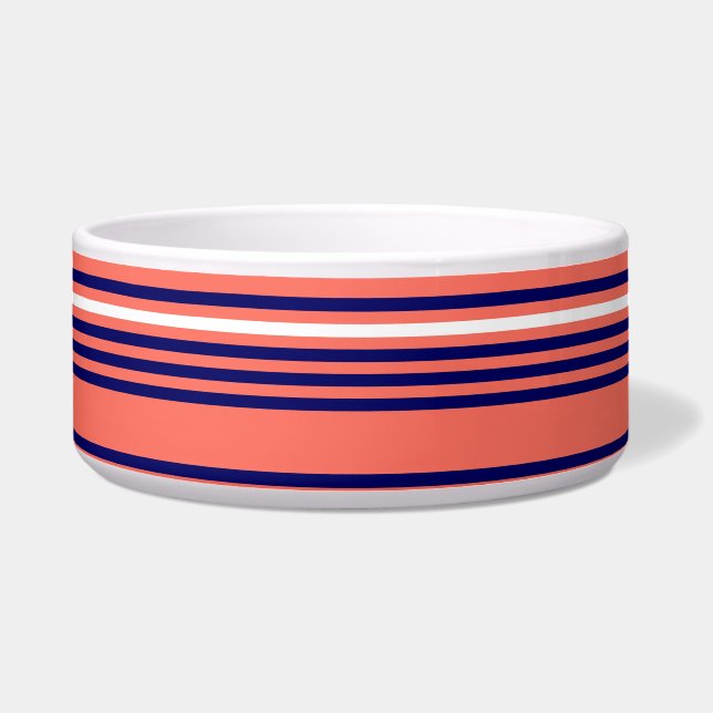 Coral, navy blue and white five stripes pattern (Front)