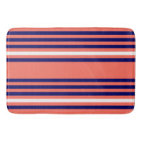 Coral, navy blue and white five stripes pattern
