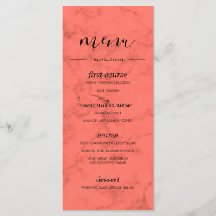 Coral Navy Blue Bouquet Modern Wedding Menu