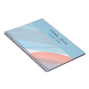 Coral navy blue minimal name Spiral Photo Notebook