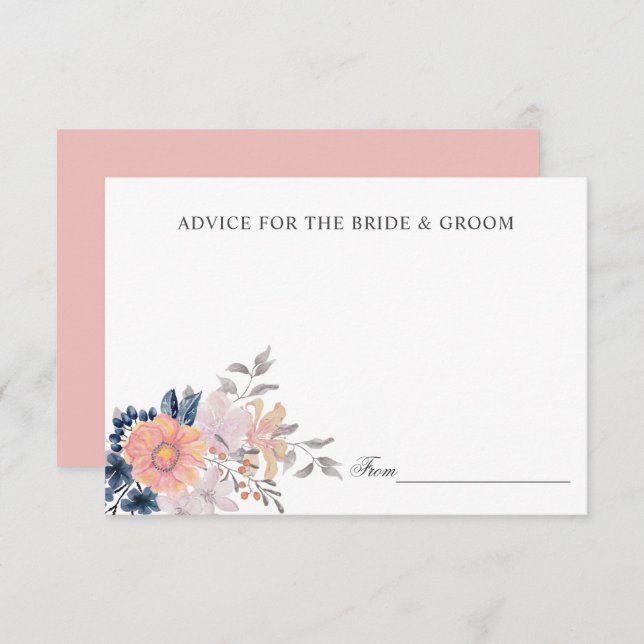 Coral & Navy Flowers Wedding Advice or recipe  Inv Invitation (Front/Back)